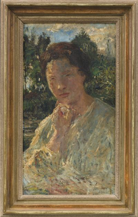 Portret van een dame in het wit